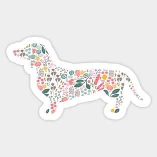 Dachshund Floral Watercolor Art Sticker